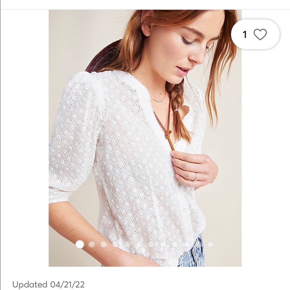 Anthropologie Paige Alanie Eyelet Blouse - White size small
